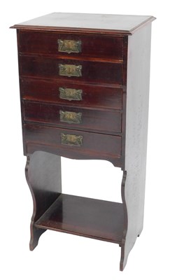 Lot 364 - An Edwardian mahogany music cabinet, the...