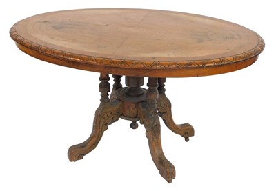 Lot 368 - A Victorian walnut breakfast table, the oval...
