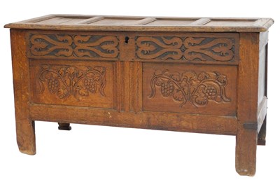 Lot 369 - A late 17th/early 18thC oak coffer, with a...