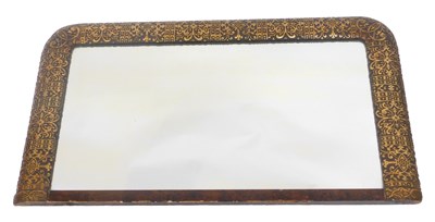Lot 384 - A 19thC gilt and gesso overmantel mirror, the...