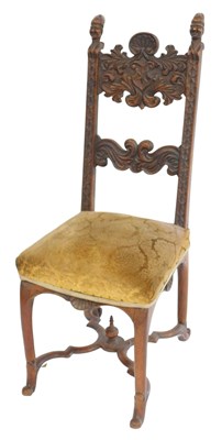 Lot 385 - A 19thC Continental walnut side chair,...