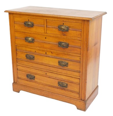 Lot 387 - A late 19thC pale walnut chest of drawers, the...