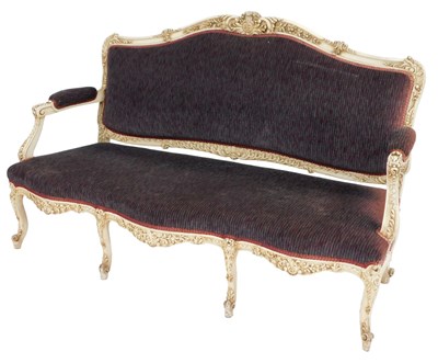 Lot 395 - A Continental white painted sofa, the frame...