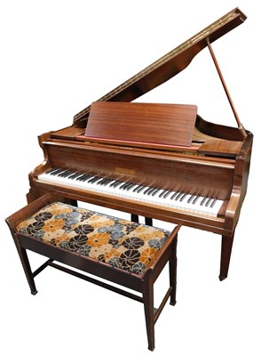 Lot 406 - A mahogany cased baby grand piano, signed...