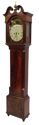 Lot 410 - A 19thC mahogany longcase clock, the arched...