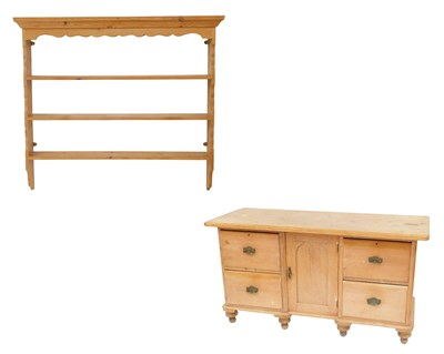 Lot 418 - A Victorian stripped pine dresser, the...