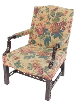 Lot 425 - A George III style mahogany open armchair,...