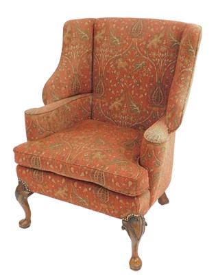 Lot 432 - A mid 18thC style walnut wingback armchair,...