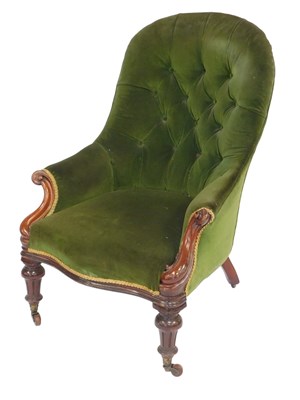 Lot 433 - A Victorian mahogany armchair, with button...