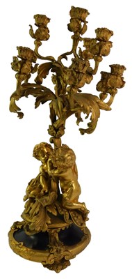 Lot 34 - A 19thC French gilt metal five branch...