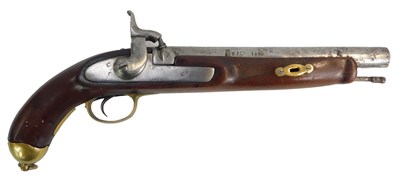 Lot 27 - A 19thC military percussion pistol, the barrel...