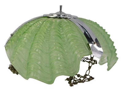 Lot 125 - An Art Deco frosted green moulded glass...