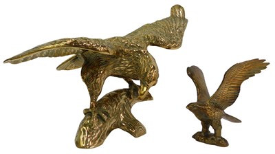 Lot 133 - A 20thC brass model of an eagle, with wings...