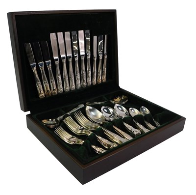 Lot 161 - A canteen of silver-plated King's pattern...