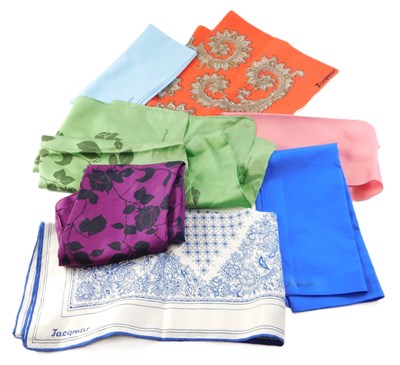 Lot 109 - Seven Jacqmar silk headscarves, comprising...