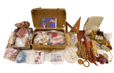 Lot 155 - Various sewing equipment, to include wooden...