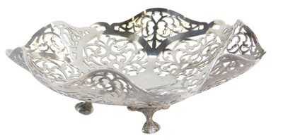 Lot 54 - An Elizabeth II silver pierced dish, raised on...