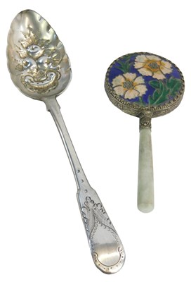 Lot 265 - A George III silver Fiddle pattern berry spoon,...