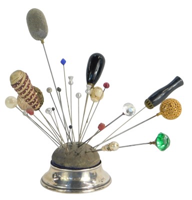 Lot 266 - A George V silver mounted hat pin stand, of...