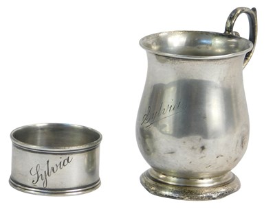 Lot 267 - A white metal small tankard, of baluster form,...