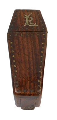 Lot 287 - A Victorian oak coffin shaped snuff...