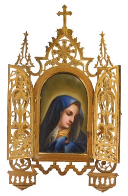 Lot 292 - Religious interest. A painted porcelain plaque...