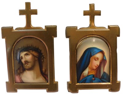 Lot 293 - Religious interest. Two French painted...