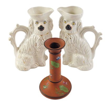 Lot 164 - A Wedgwood candlestick, with painted flower...