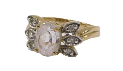 Lot 62 - A 9ct gold Gems TV dress ring, the oval pink...