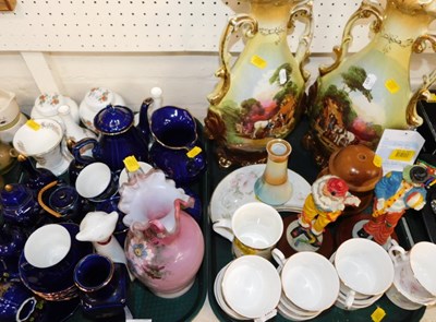 Lot 2007 - Ceramics, large vases, smaller vases, blue and...
