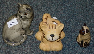 Lot 2036 - A Quail ceramic tabby cat, named Spook to base,...