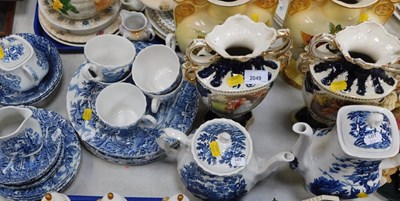 Lot 2049 - Ceramics, two pairs of twin handled vases, a...