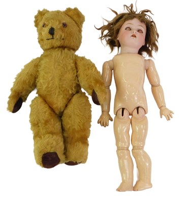 Lot 481 - A Simon and Halbig bisque head doll, with a...
