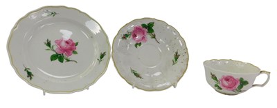 Lot 489 - A Meissen porcelain trio, each piece decorated...