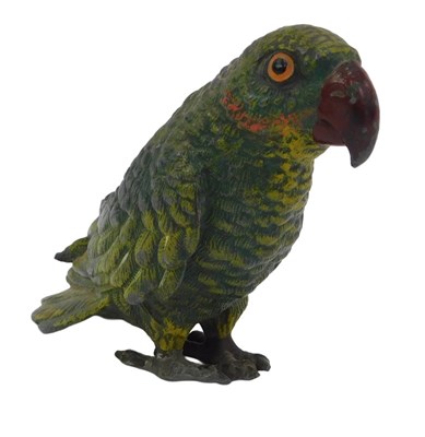 Lot 492 - A cold painted lead vessel modelled as a green...