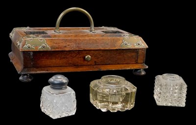 Lot 493 - A Victorian oak desk stand, the top with a...