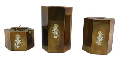 Lot 495 - Three REME brass candlestick and tealight...