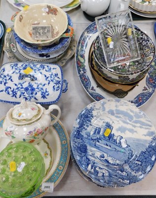 Lot 2093 - Ceramics, to include wall plates, a meat plate,...