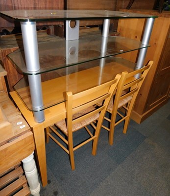 Lot 1032 - A beech side table, together with a pair of...