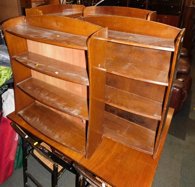 Lot 1037 - Four walnut open bookcases, 90cm high, 62cm...