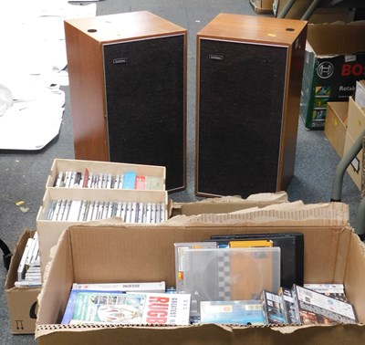 Lot 2127 - A pair of stereo speakers, DVDs to include...