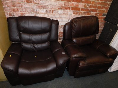 Lot 1054 - Two similar brown leatherette upholstered...