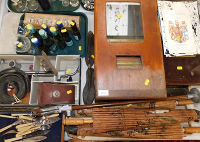 Lot 2115 - Three Oriental parasols, two cash registers,...