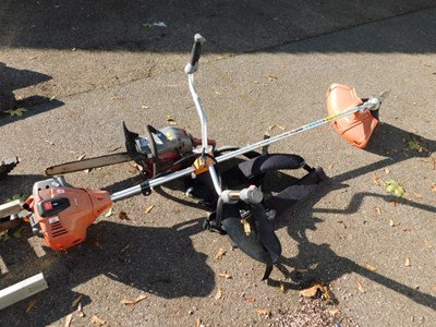Lot 1108 - A Euro strimmer, together with a Cobra chainsaw.
