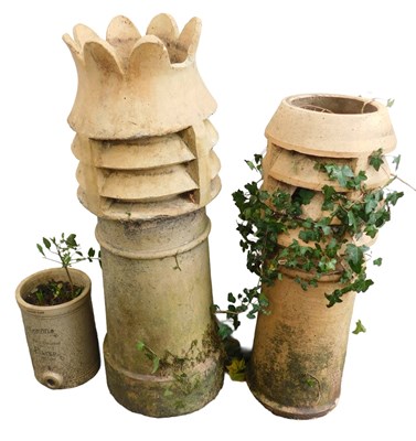 Lot 530 - Two chimney pots, 100cm high, and 85cm...