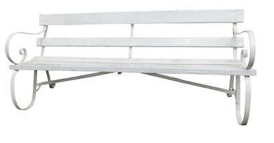 Lot 533 - A white painted garden bench, with wooden...