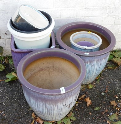 Lot 1118 - A group of garden pots, to include purple...