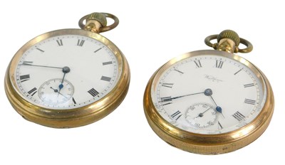 Lot 258 - Two gold plated pocket watches, comprising a...