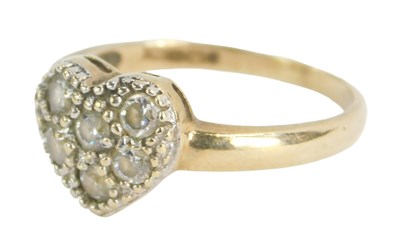 Lot 230 - A 9ct gold heart shaped dress ring, set with...
