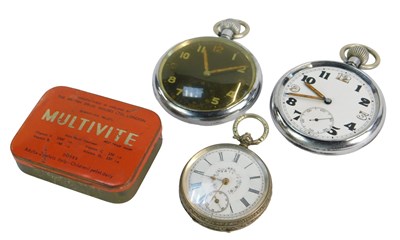 Lot 231 - Three pocket watches, comprising a military...